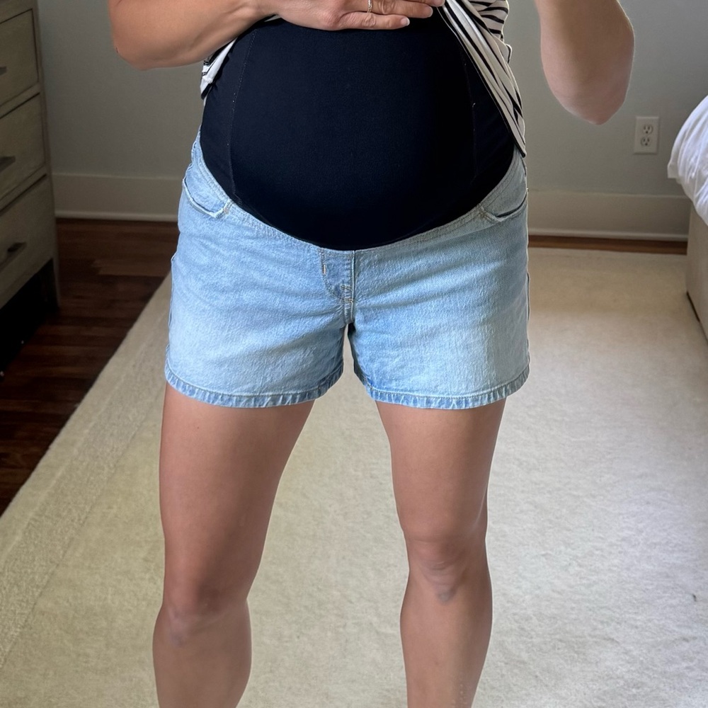 Light Blue Maternity Denim Shorts
